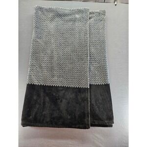 Life Comfort Throw Blanket Grey Honeycomb Knit Black Plush Faux Fur 3400092